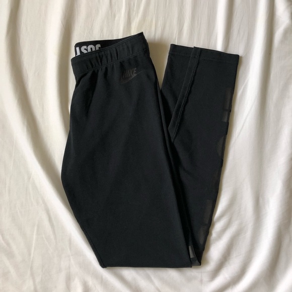 Nike Pants - Nike Just DO It black on black tights